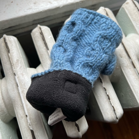 Blue Wool winter fingerless gloves - Picture 4 of 4